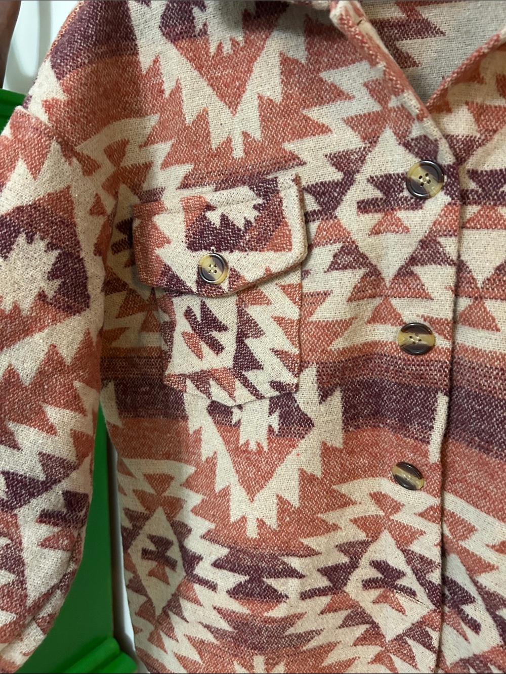 Simply Southern Aztec Utility Shacket Jacket - Rust & Cream - Picture 3 of 4